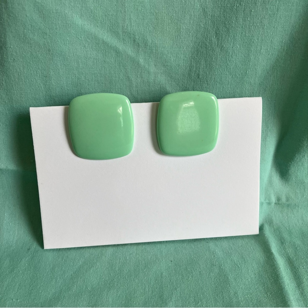 Mint Green Clip On Earrings